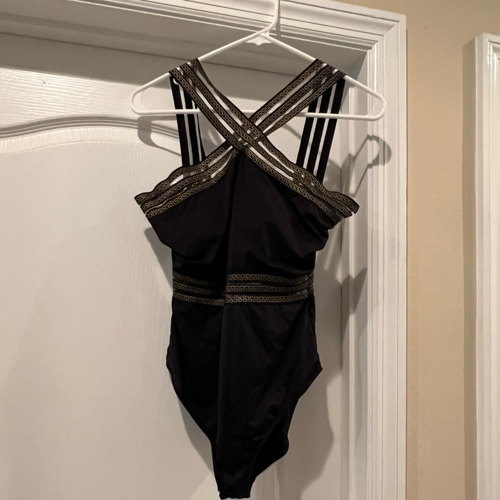 Women’s Black and Gold One Piece Swim Suit